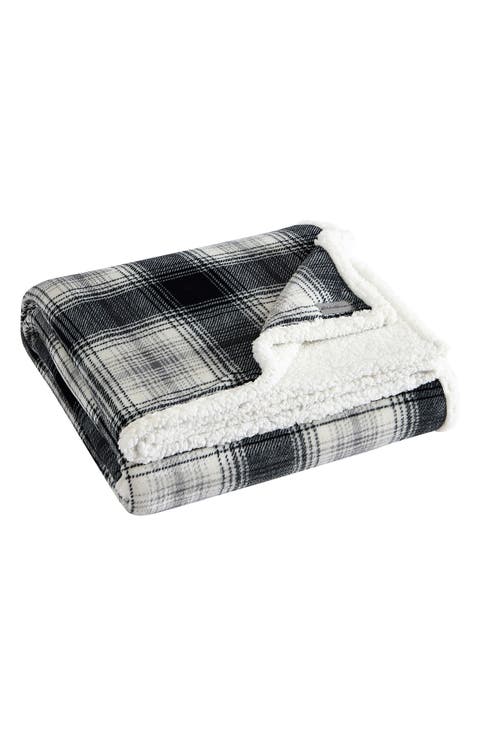 Vail Plaid Faux Shearling Throw Blanket