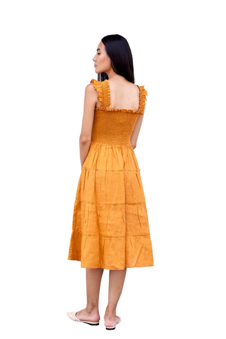 Alma Linen Midi Dress, Alternate, color, Orange - M/L