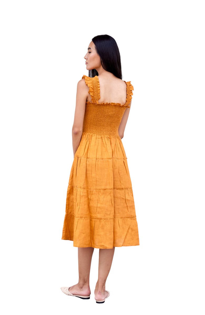 CQC LA Alma Linen Midi Dress, Alternate, color, Orange - Xs/S