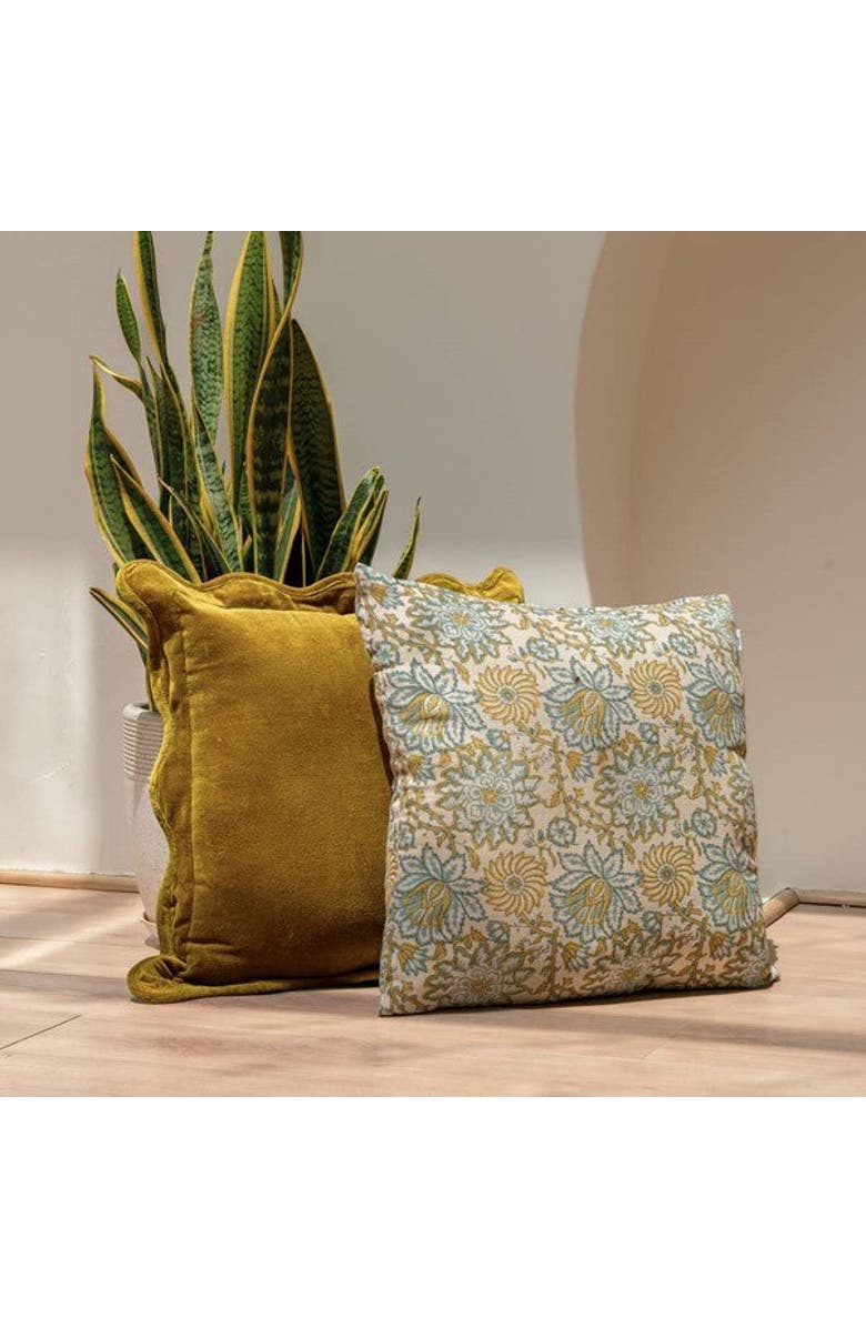 Mela Artisans Bloom Blockprint Pillow - Cover Only, Alternate, color, Blue