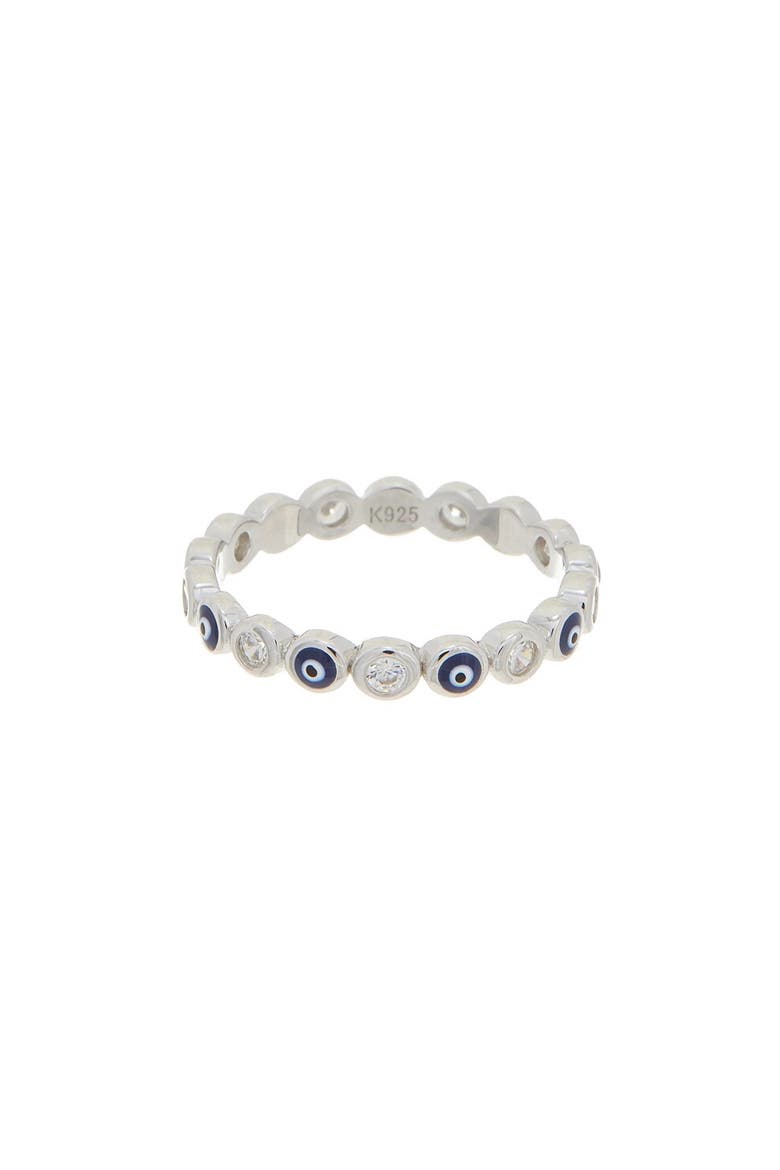 Evil Eye CZ Ring, Main, color, WHITE GOLD/ BLUE