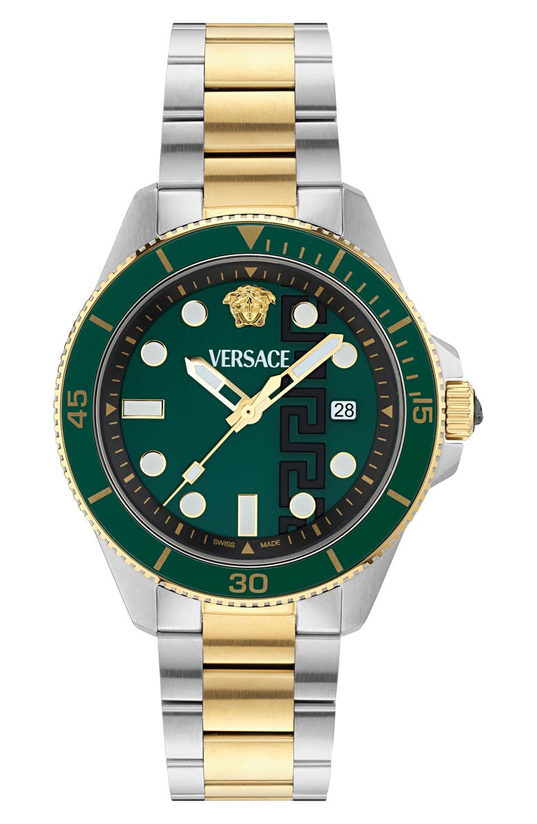 Versace Greca Force Two-Tone Bracelet Watch, 42mm, Main, color,