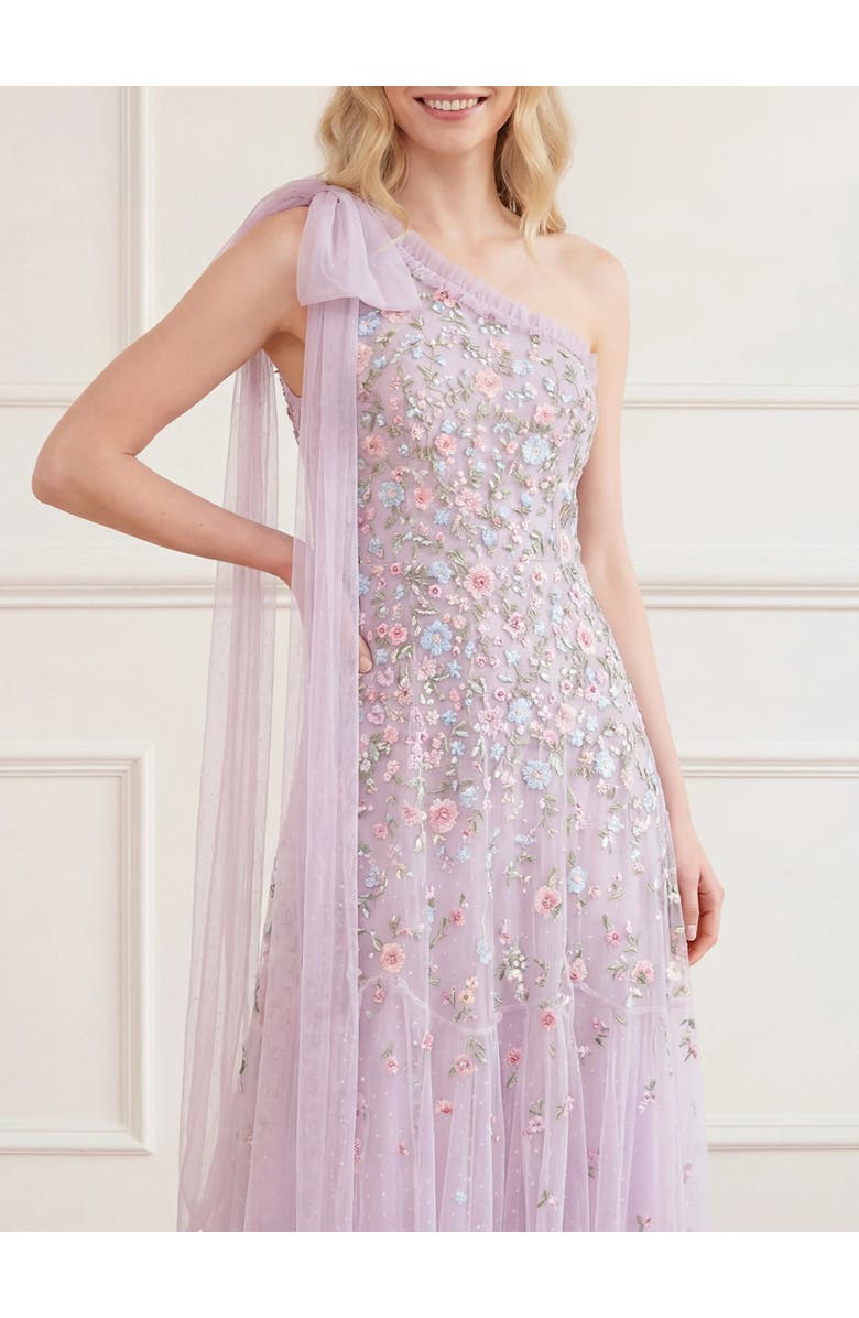 Needle & Thread Sylvia Rose One-Shoulder Bow Ankle Gown, Alternate, color, Powder Lilac/Bright