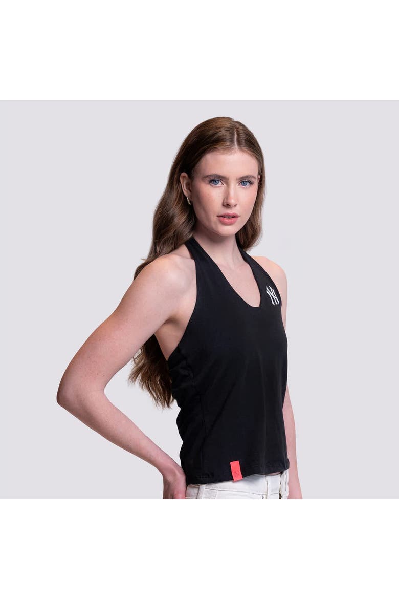 Women's Lusso Black New York Yankees Noelle V-Neck Tank Top, Alternate, color, Black