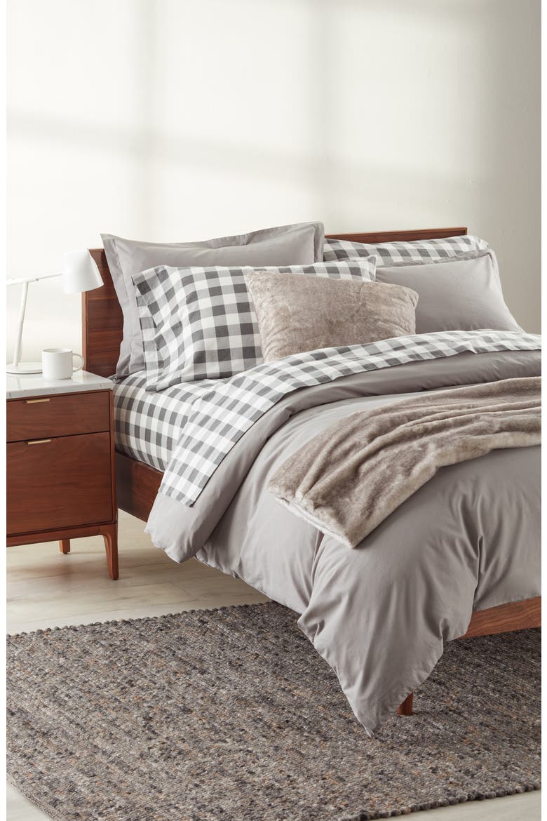 Organic Cotton Percale Duvet Cover & Shams Set, Alternate, color, GREY GRIFFIN