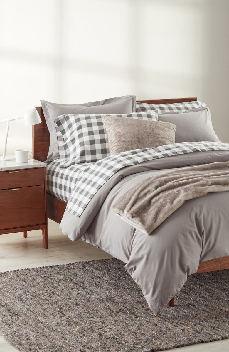 Nordstrom Organic Cotton Percale Duvet & Shams Set, Alternate, color, Grey Griffin