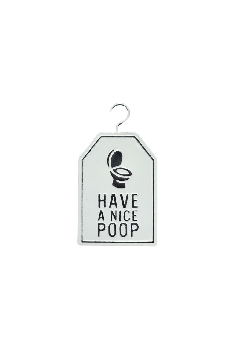 Embossed Bathroom Sign with Hanger, Main, color, White