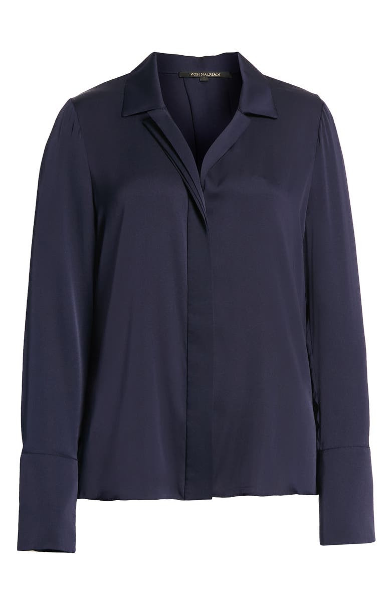 KOBI HALPERIN Liv Stretch Silk Blouse, Alternate, color, Midnight Blue