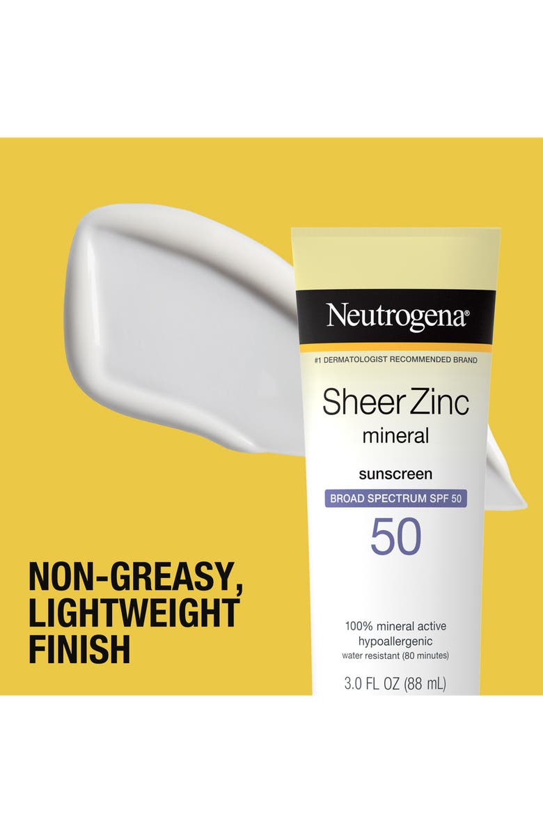 NEUTROGENA Sheer Zinc Mineral Sunscreen Broad Spectrum SPF 50+, Alternate, color,