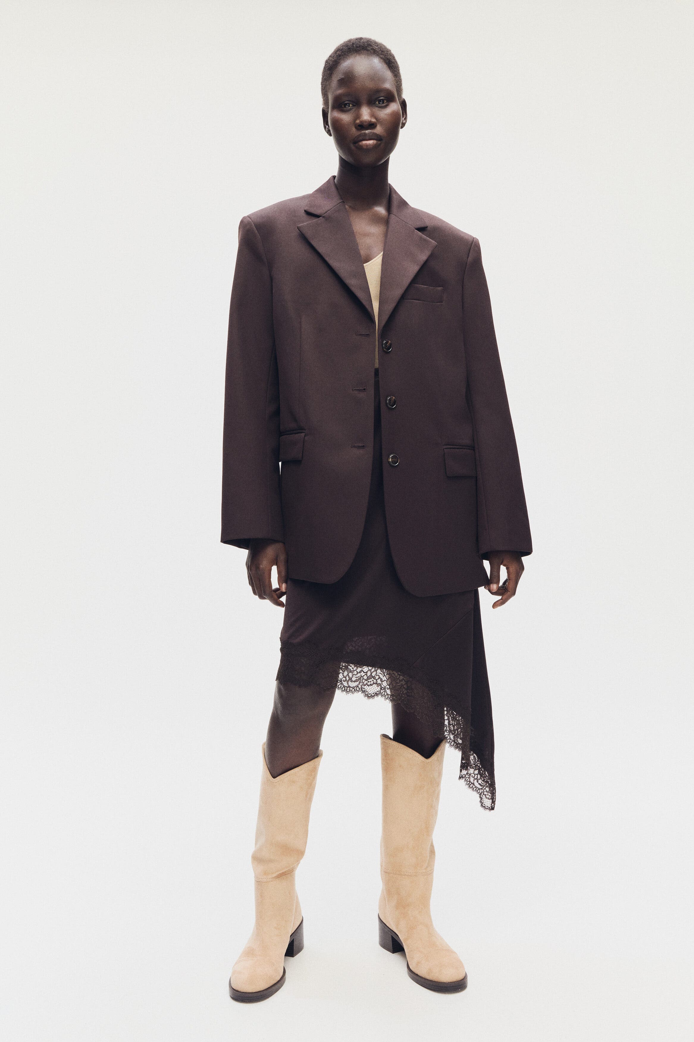 H&M Knee-high Boots, Alternate, color, Beige