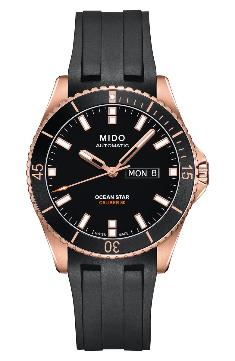 MIDO Ocean Star Automatic Rubber Strap Watch, 42.5mm, Main, color, 