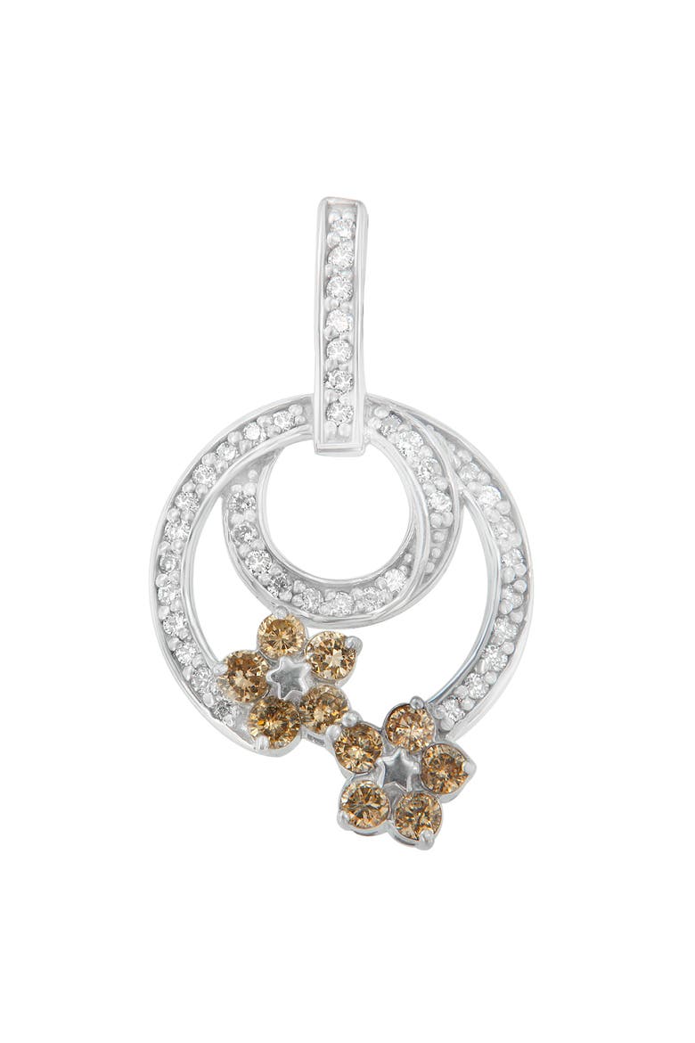 Silver 1 cttw Round Cut Diamond Floral Garden Pendant Necklace, Main, color, White