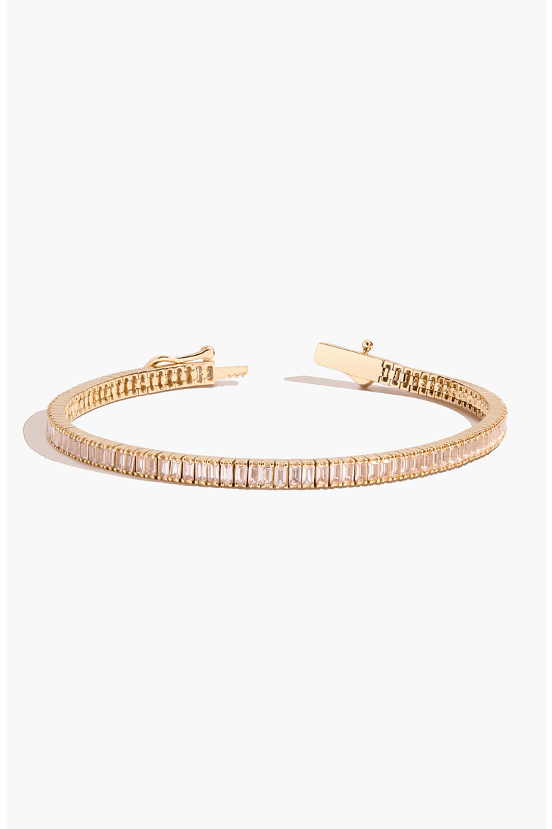 Lab Grown Morganite Baguette Tennis Bracelet, Main, color, Yellow Gold Vermeil