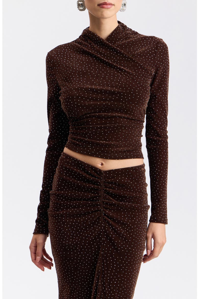 Crystal Embellished Faux Wrap Crop Top video