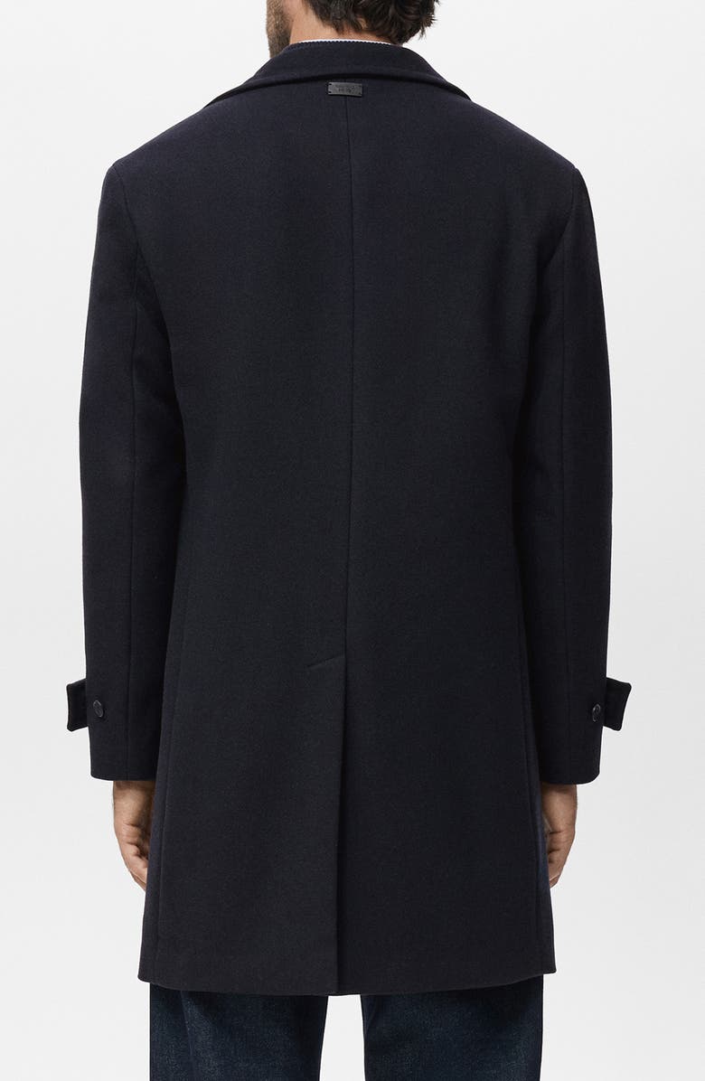 MANGO Wool Blend Funnel Neck Coat, Alternate, color, Navy