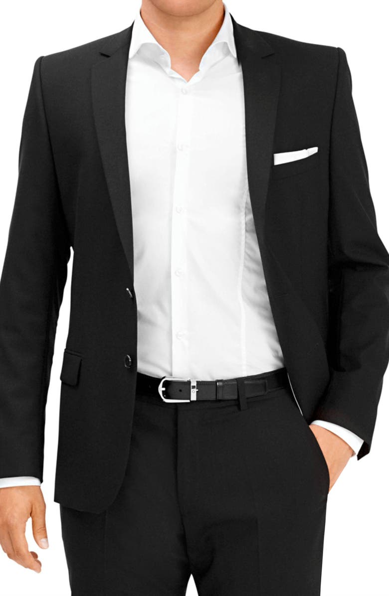 Montblanc Horseshoe Buckle Reversible Leather Belt, Alternate, color, 