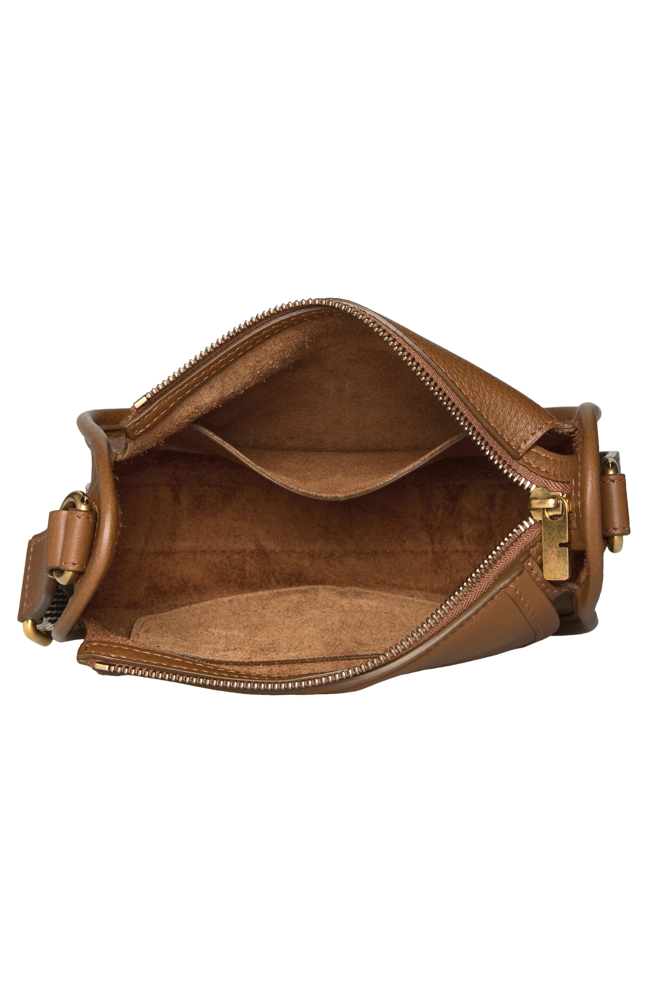 Burberry Mini B Clip Messenger Bag, Alternate, color, Hazel