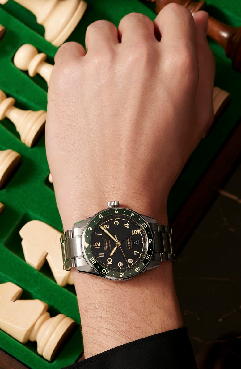 Longines Spirit Zulu Bracelet Watch, 42mm, Alternate, color, Green