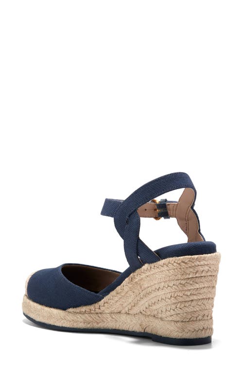 Shop Cole Haan Cloudfeel Platform Wedge Espadrille In Navy Blazer Linen