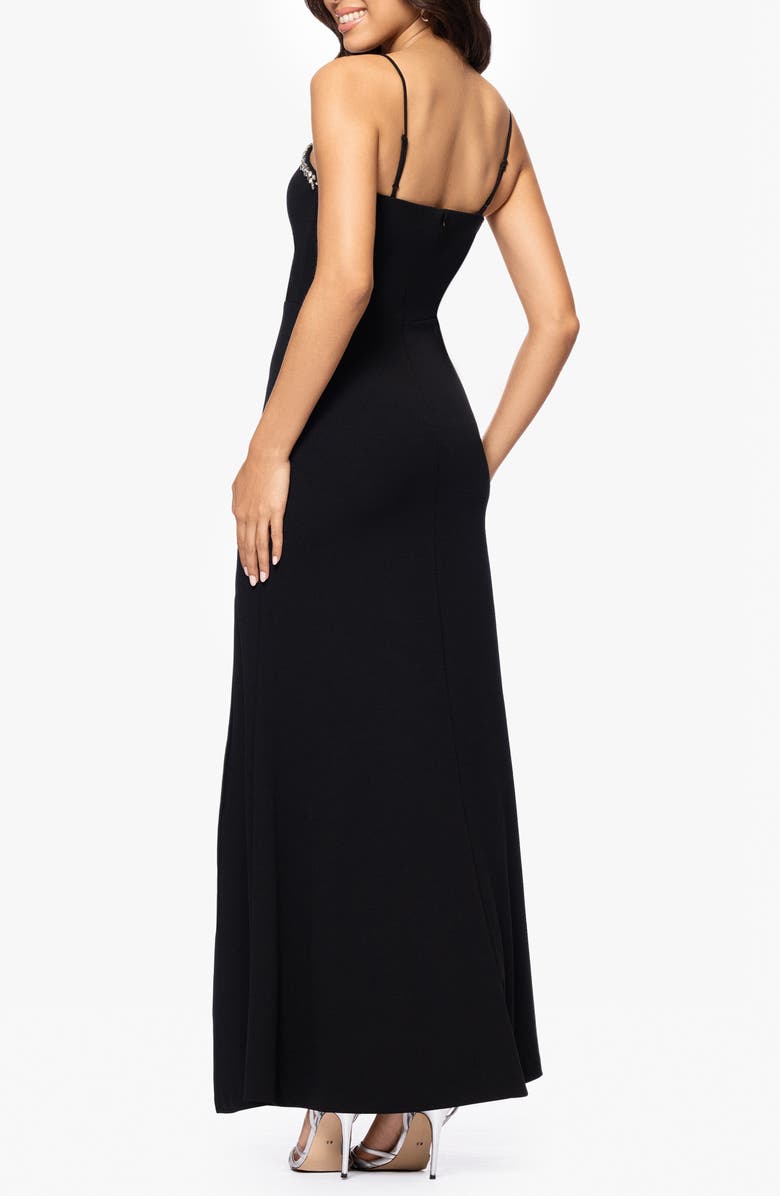 Blondie Nites Rhinestone Sweetheart Neck Scuba Knit Gown, Alternate, color, 