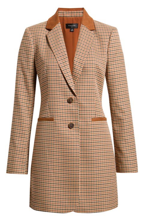 Plaid Topper with Faux Suede Trim