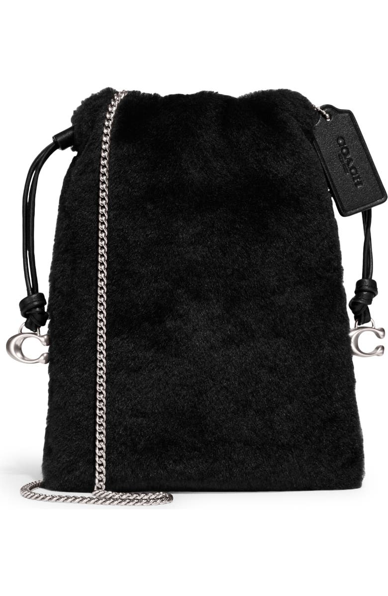 COACH Genuine Shearling Drawstring Bag, Main, color,