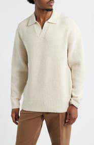Open Edit Johnny Collar Polo Sweater