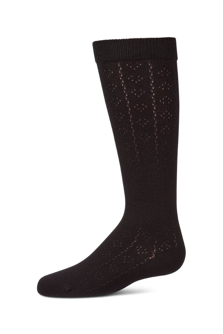 Dainty Hearts  Pointelle Knee High Sock, Main, color, Black