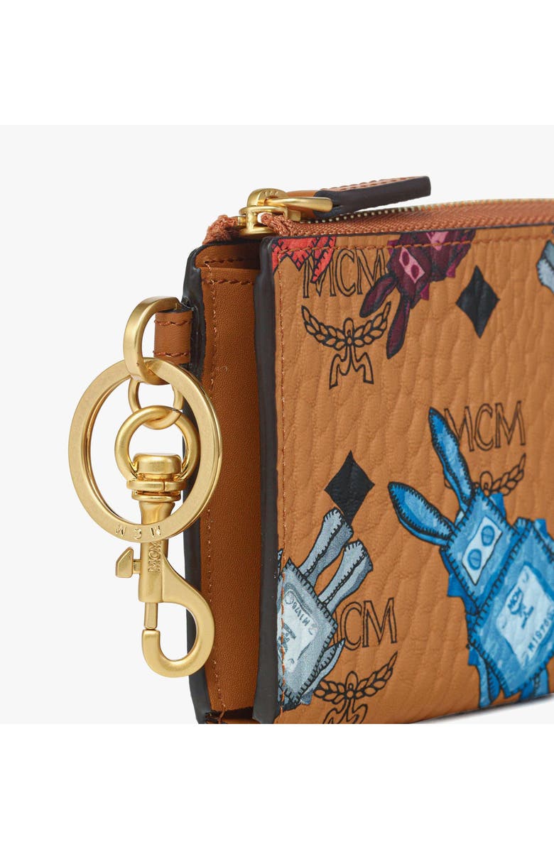 MCM Aren Card Pouch in Rabot Visetos, Alternate, color, Cognac