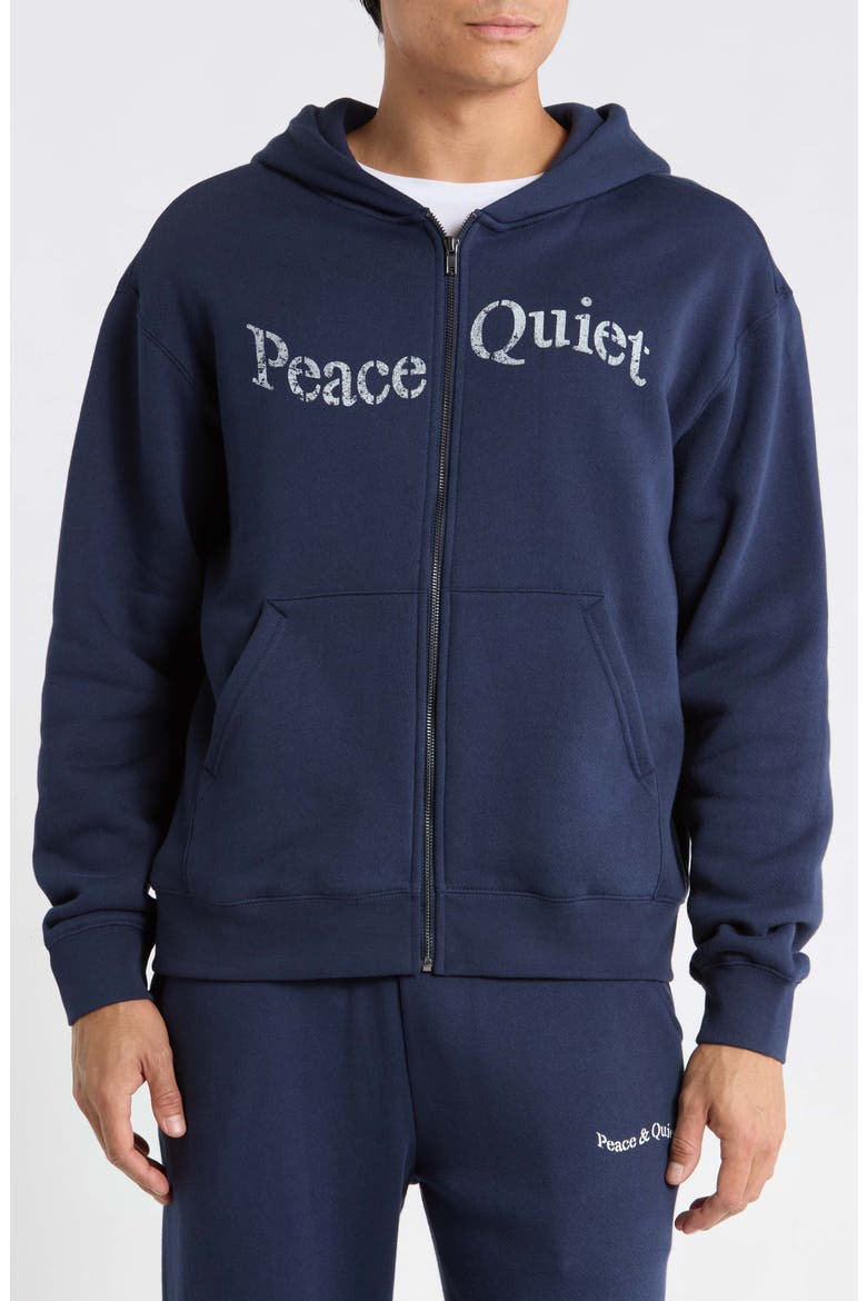 Stencil Logo Graphic Zip Hoodie, Alternate, color, NAVY