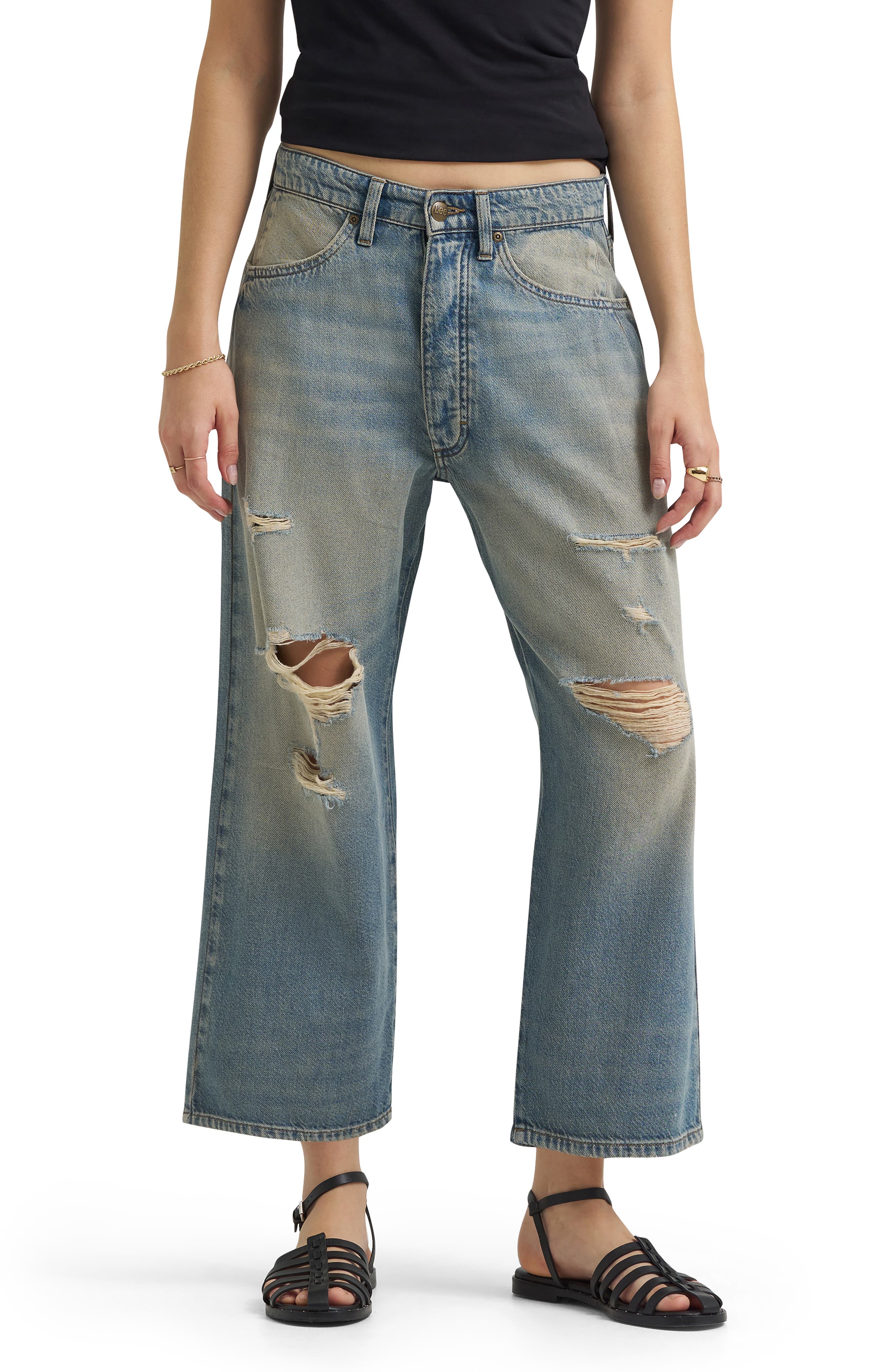 Ripped Crop Loose Fit Jeans