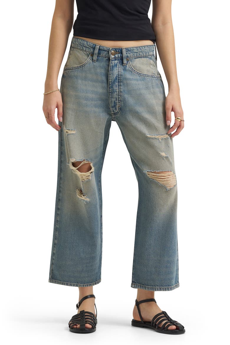 Ripped Crop Loose Fit Jeans, Main, color, WESTERN BLUES DX