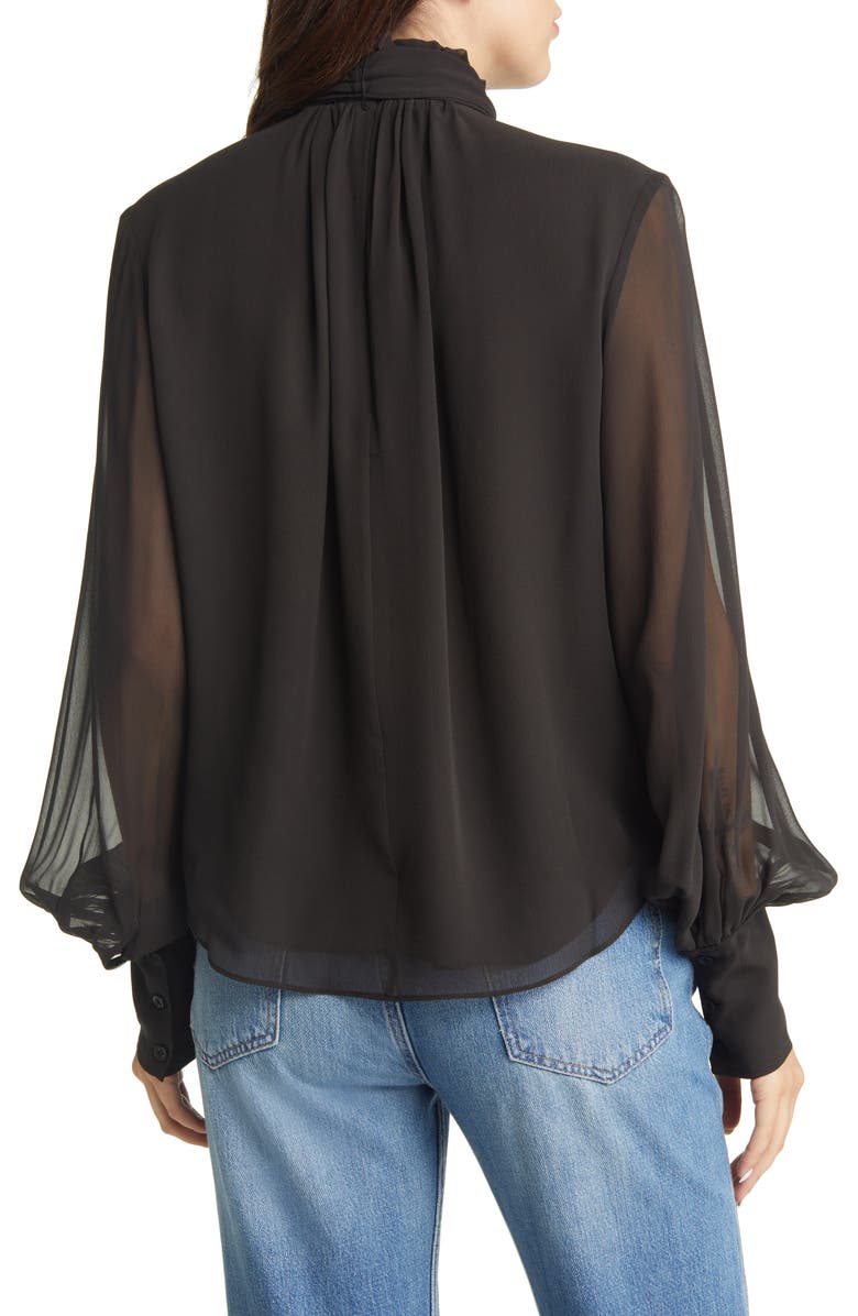 FRAME Silk Chiffon Bow Blouse, Alternate, color,