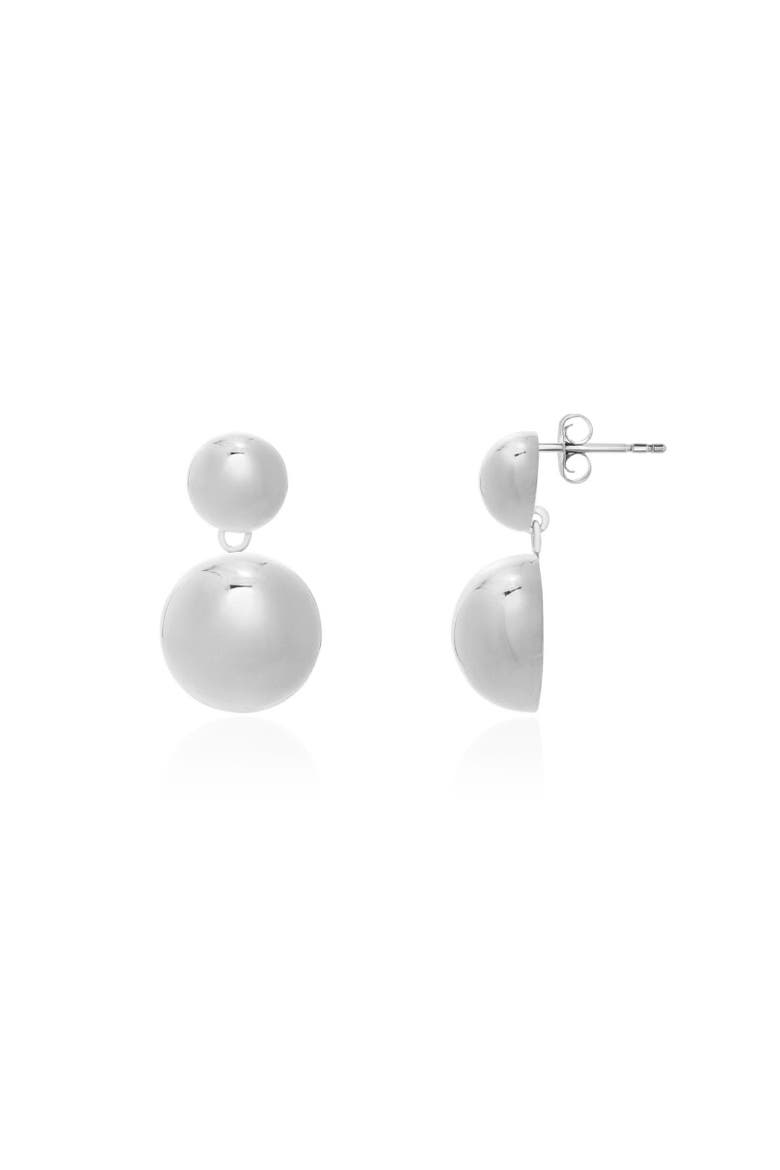 Puffy Round Drop Earrings, Main, color, Sterling Silver