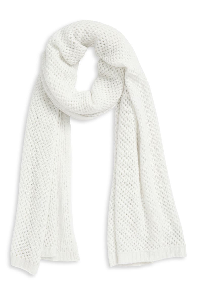 Cashmere Scarf, Alternate, color, WHITE