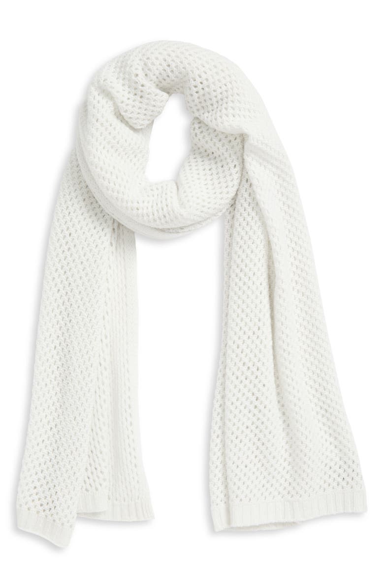 Johnstons of Elgin Cashmere Scarf, Alternate, color, White