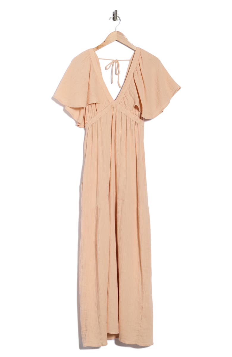 Amuse Society Sail Me Away Short Sleeve Woven Dress, Alternate, color, Beige