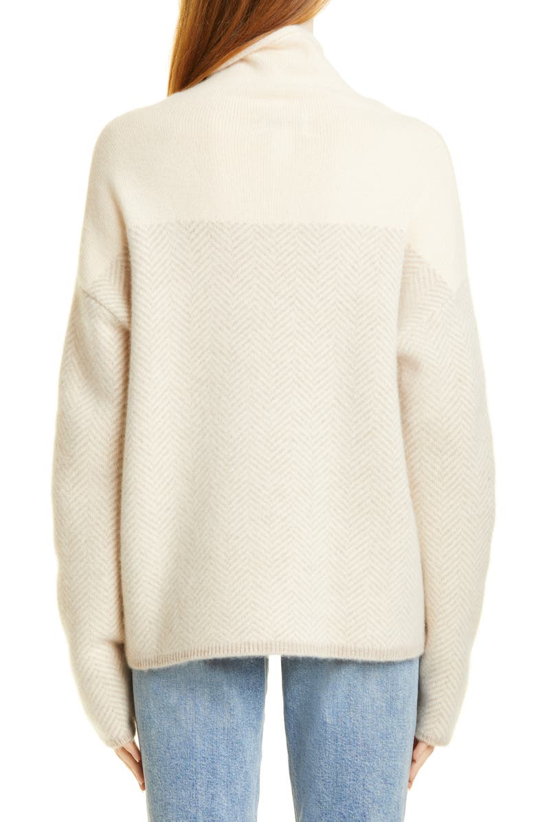 Nordstrom Signature Herringbone Cashmere Sweater, Alternate, color, Beige- Tan Chevron