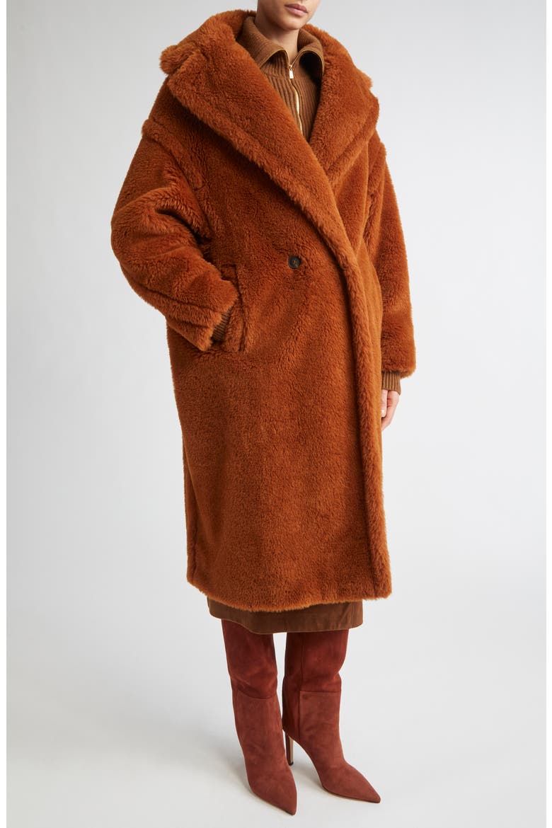 Tedgirl Oversize Double Breasted Alpaca Blend Coat, Alternate, color, BROWN BRONZE