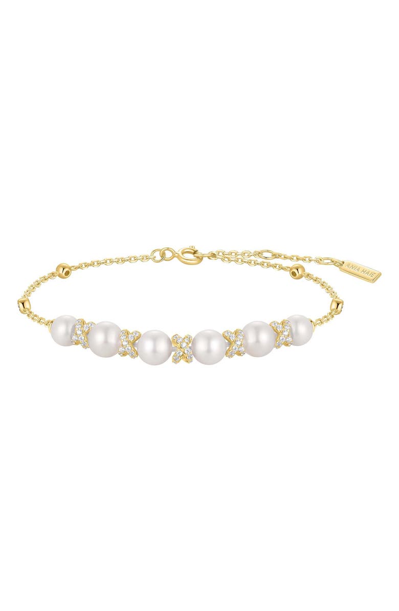 ANIA HAIE Faux Pearl & Pavé Chain Bracelet, Main, color,