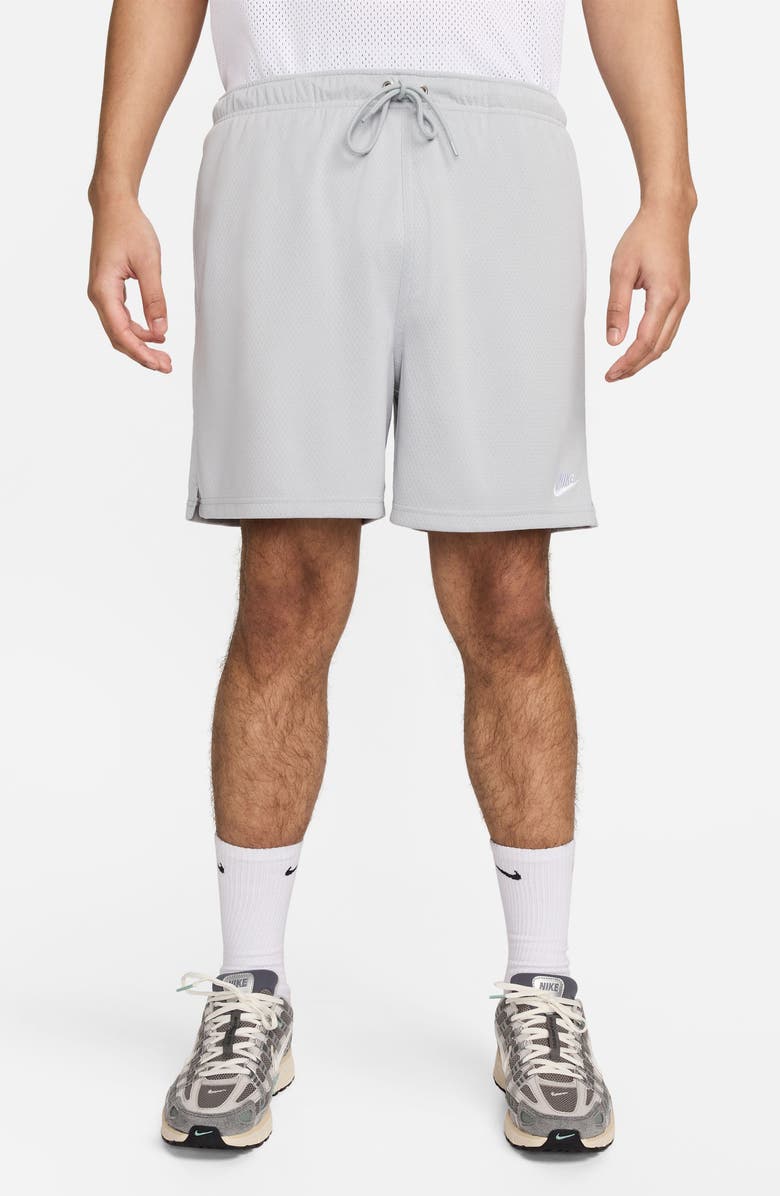 Nike Club Flow Mesh Athletic Shorts, Main, color, 077 Ltskgy/White