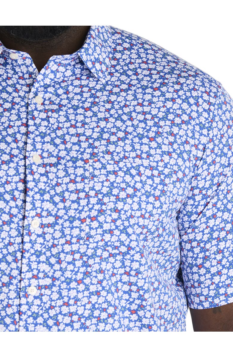 Untuckit Fit by Dxl Big & Tall Kincaid Floral Print Performance Sport Shirt, Alternate, color, Blue