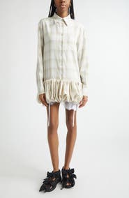 Collina Strada Valerian Plaid Long Sleeve Bubble Hem Mini Shirtdress