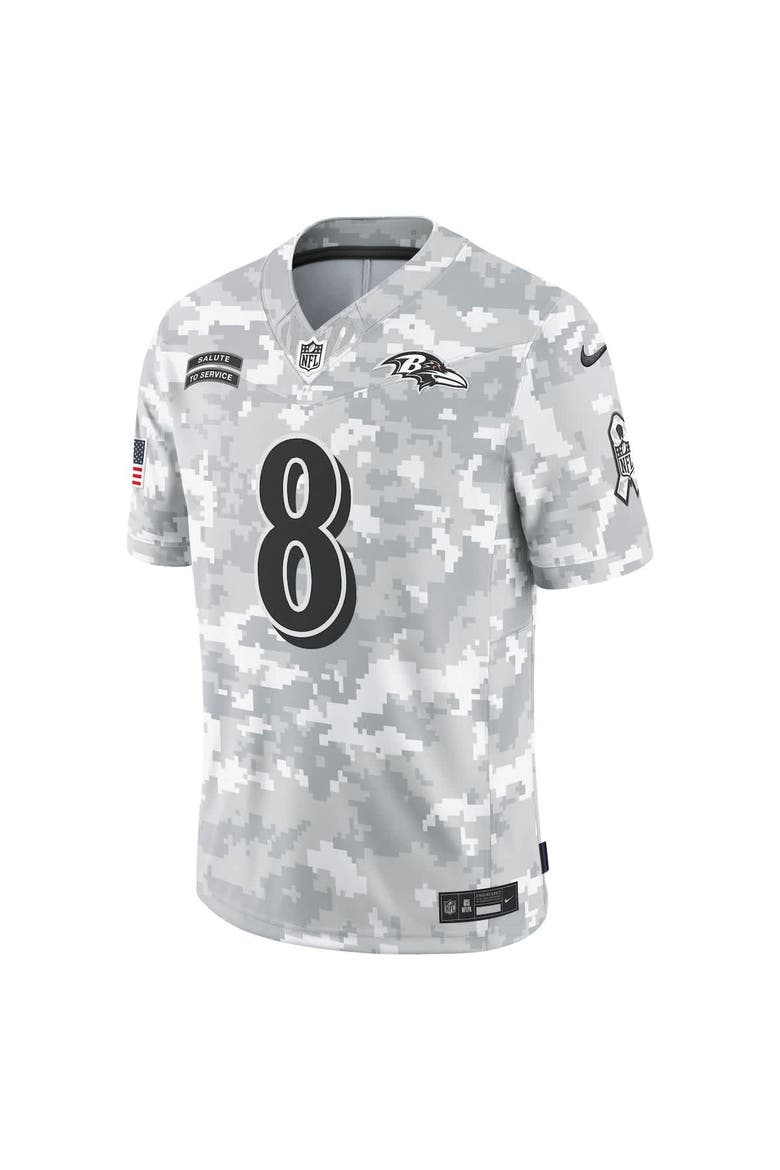 Men's Nike Lamar Jackson Arctic Camo Baltimore Ravens 2024 Salute to Service Limited Jersey, Alternate, color, Arctic Camo