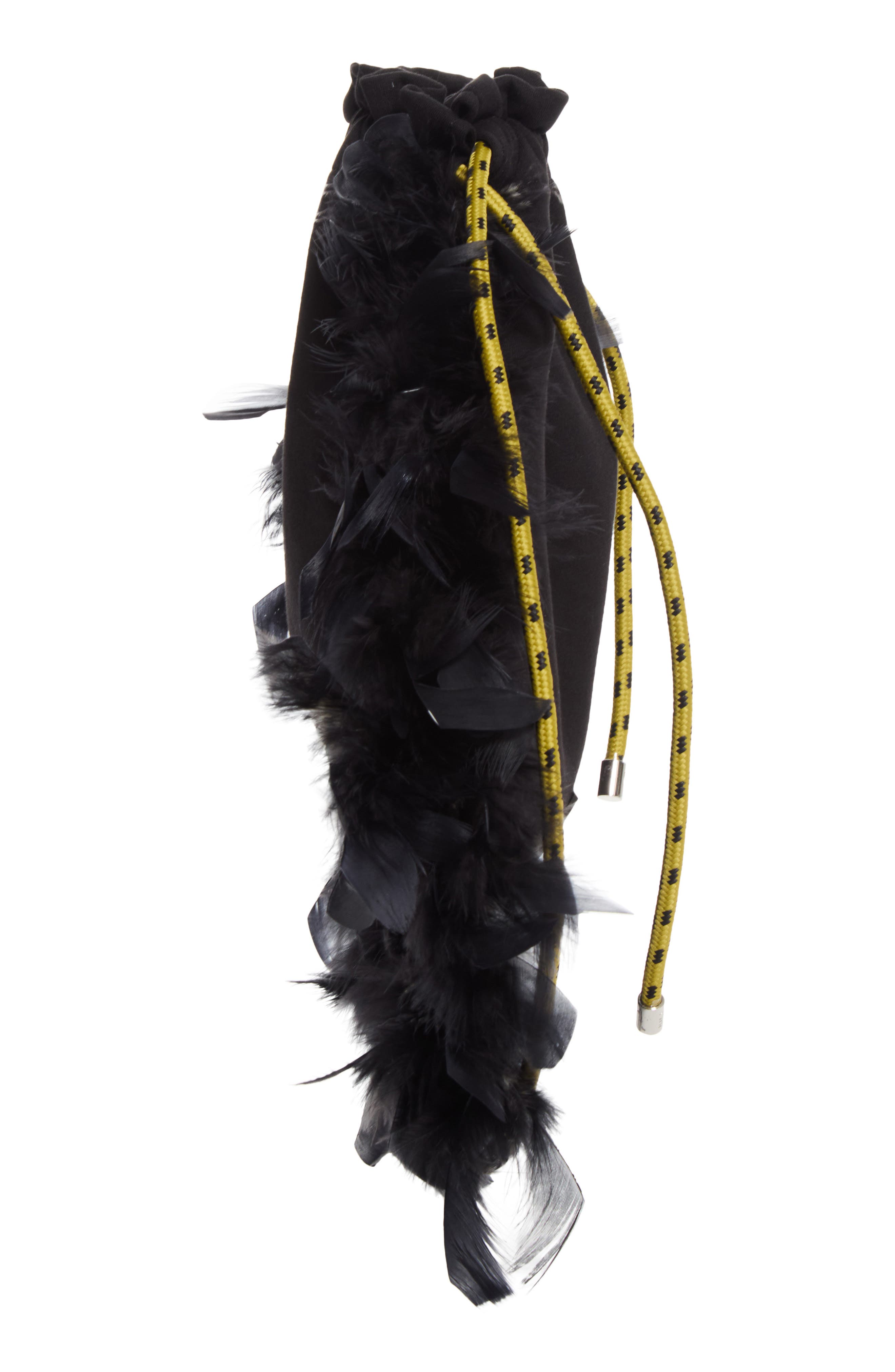 Feather Bucket Bag, Alternate, color, BLACK