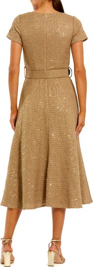 【Mac Duggal】Boucle Cap Sleeve Button Up Dress 関税送料込 Mac Duggal Boucle Cap Sleeve High Neck Button Up Midi Dress