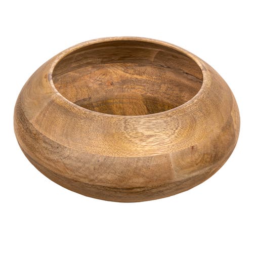 Storied Home Modern Round Wood Bowl, Natural Finish In Brown
