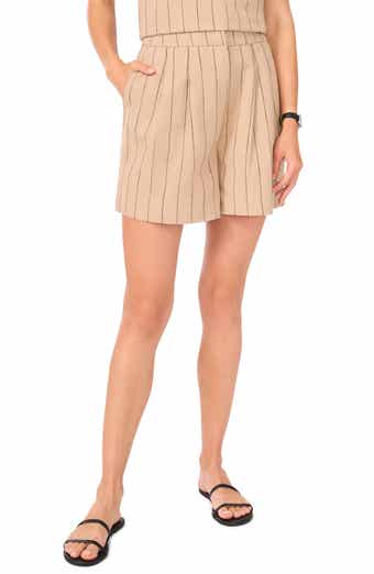 Halogen® Pleated Stripe Linen & Cotton Shorts