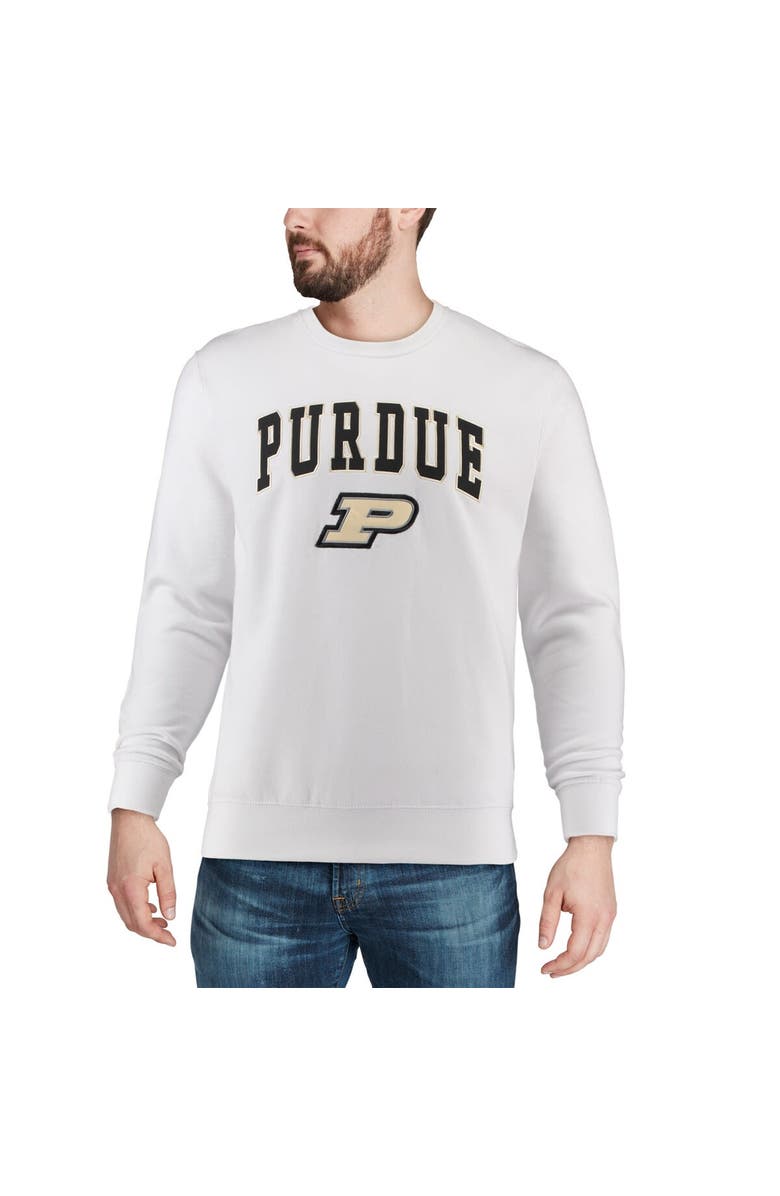 COLOSSEUM Men's Colosseum White Purdue Boilermakers Arch & Logo Crew Neck Sweatshirt, Alternate, color, White