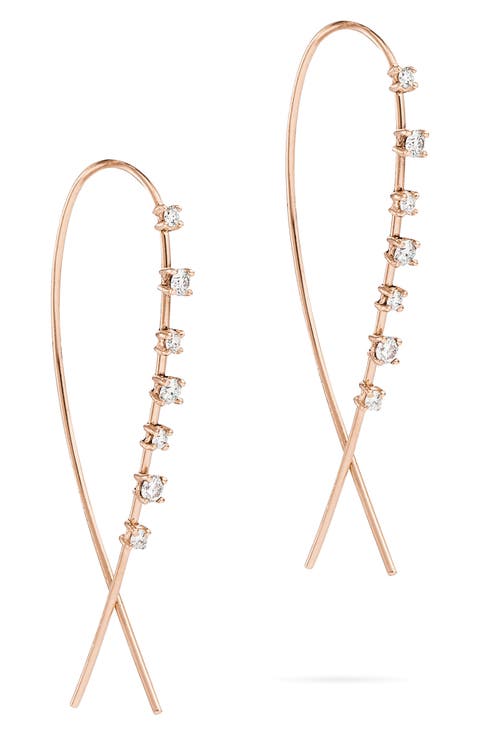14k Gold Diamond Hoop Earrings